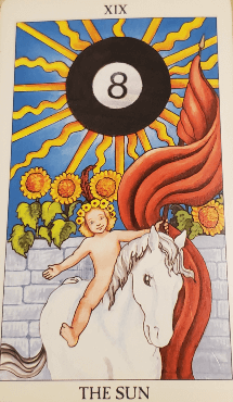 Sun tarot card with magic 8 ball
